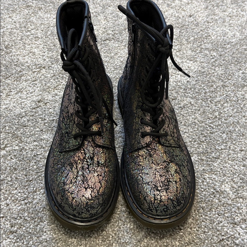 Like New Dr.Martens Crinkle Metallic Lace Up Boots - Picture 2 of 5